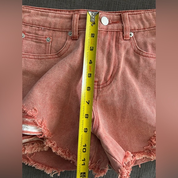 POL Distressed Denim Shorts Pink Size Small Raw Hem Boho NWT - Picture 7 of 8